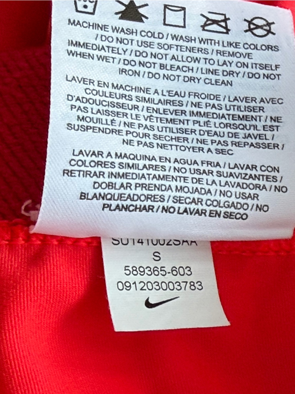 Nike Women’s Pro Compression Shorts - Bright Red with Navy Swoosh - Picture 3 of 3